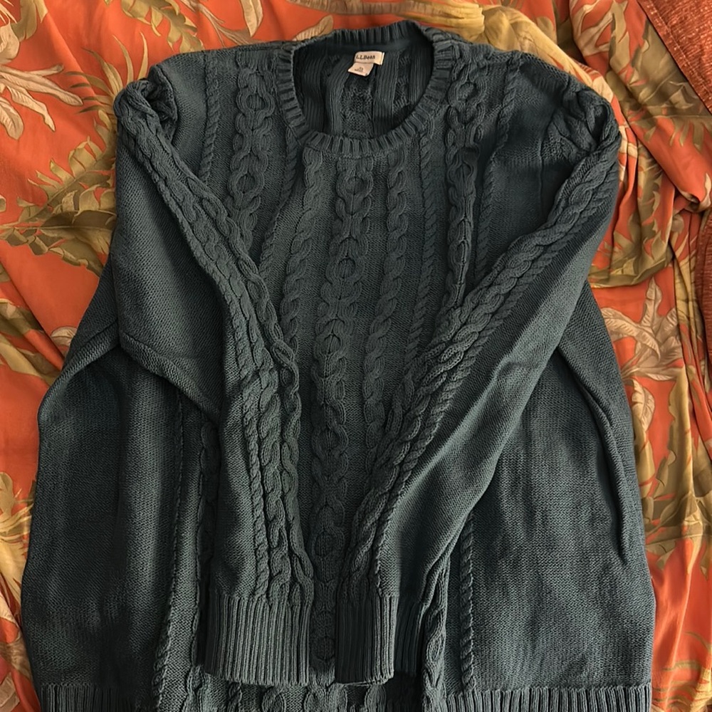 LL Bean Fisherman Sweater Dusty Blue sz 3X